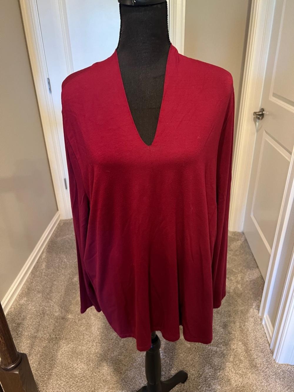 Talbots Wine Red V-Neck Long-Sleeve Blouse